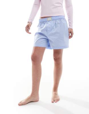 Cotton:on Cotton On Striped Boyfriend Boxer Sleep Shorts In Blue