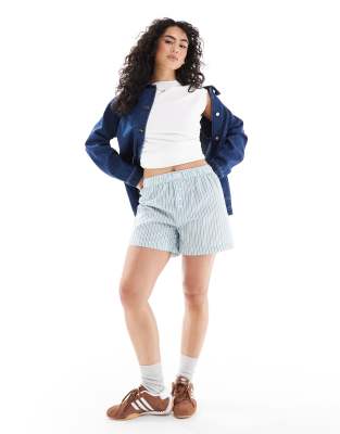 Cotton:on Cotton On Striped Boyfriend Boxer Sleep Shorts In Green