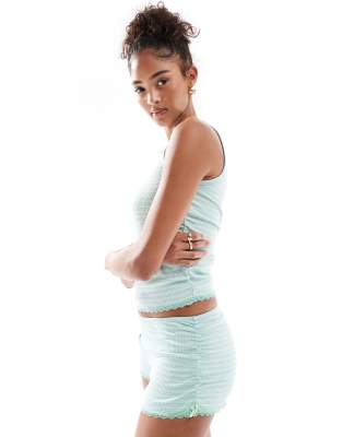 COTTON:ON COTTON ON STRIPED RIB RUFFLE SLEEP SHORTS 