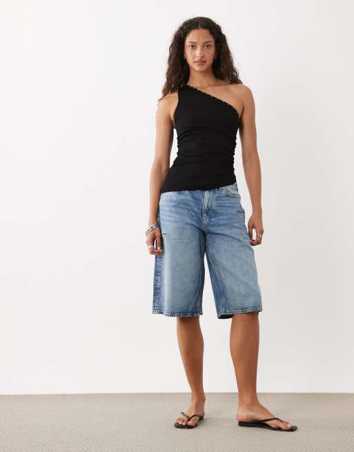 Cotton On stud asymmetric knit top in black, 2 of 4