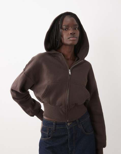 Cotton On sudadera con capucha extragrande con cremallera en cocoa crush - view 1