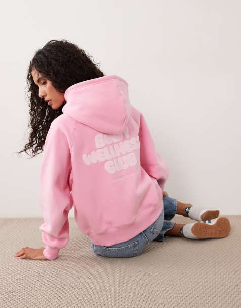 Cotton On - sudadera con capucha premium de felpa con gráfico en rosa - view 1
