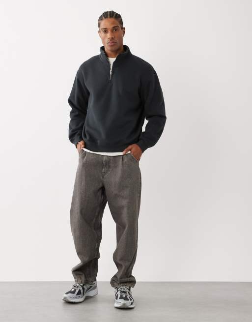 Cotton On - Sudadera negra con cremallera corta de felpa, 2 de 5