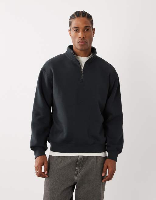 Cotton On - Sudadera negra con cremallera corta de felpa, 3 de 5