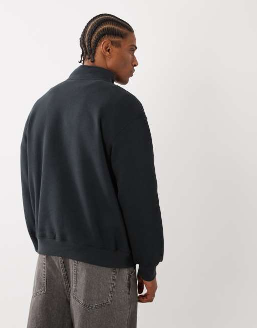 Cotton On - Sudadera negra con cremallera corta de felpa, 5 de 5