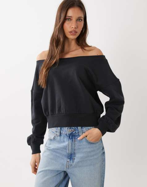 Cotton On - Sudadera negro asfalto holgada con escote Bardot - view 1