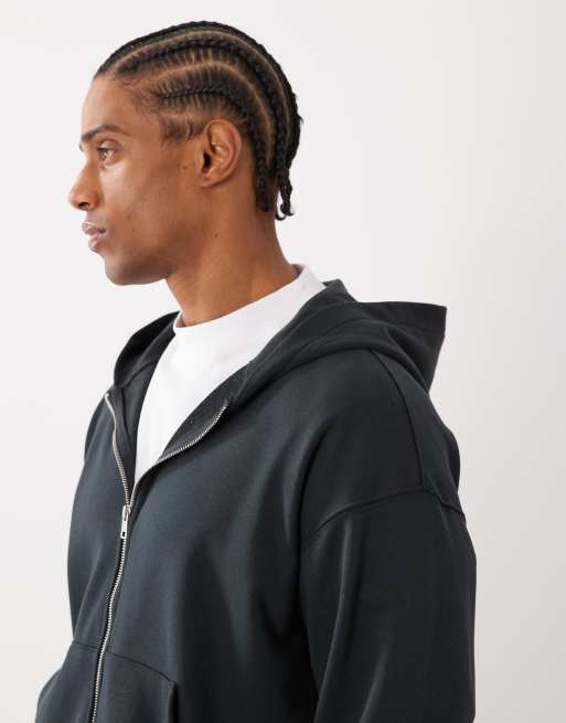 Cotton On - Sudadera negro lavado con capucha y cremallera, 4 de 5