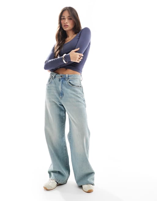 Cotton On – Sunday – Langärmliges Oberteil in Collegiate Navy mit U-Ausschnitt, 3 von 4