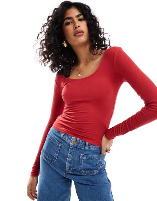 Cotton On Sunday scoop long sleeve in red