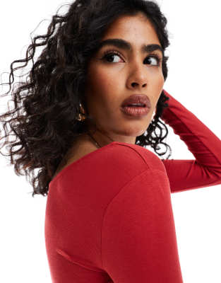 Cotton:on Cotton On Sunday Scoop Long Sleeve Top In Red