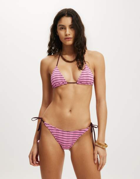 Cotton On Sunspun micro knit slider triangle bikini top in pink - view 1