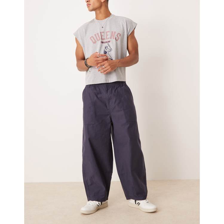 Cotton On Super baggy balloon pant in washed navy | ASOS