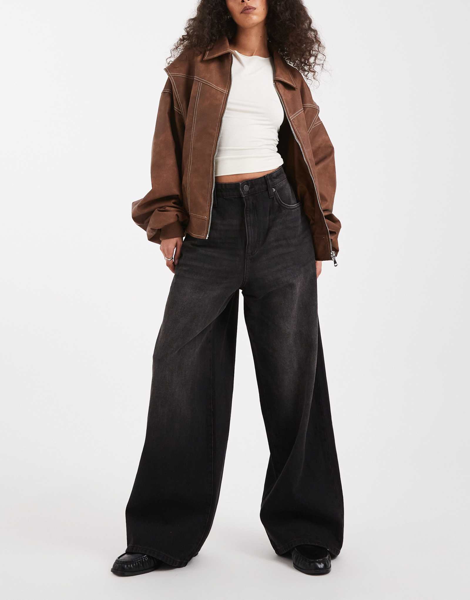 Очень мешковатые джинсы-бойфренды из хлопка черного цвета, постиранные в Y2K