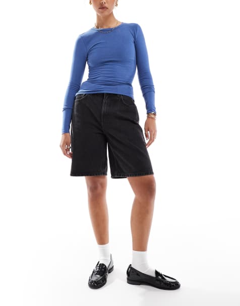 Cotton On super baggy denim jorts in graphite black - view 1