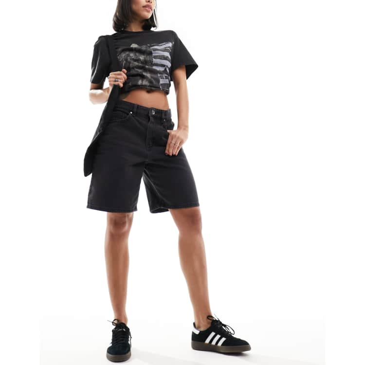 Cotton On super baggy denim longline shorts in graphite