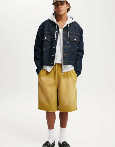 Cotton On Super baggy fleece short in chartreuse / y2k wash - view 1