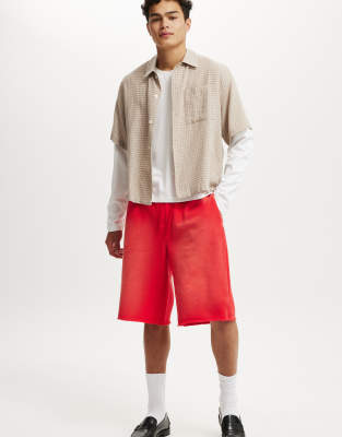 Cotton On Super baggy fleece short in poppy 