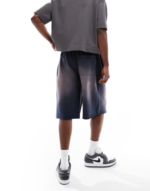 Cotton On super baggy fleece shorts in dark navy spray
