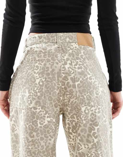 Cotton On Super baggy jean in beige leopard print, 4 of 5