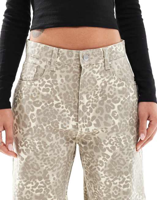 Cotton On Super baggy jean in beige leopard print, 5 of 5