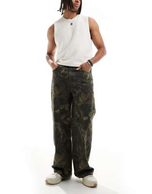 Bershka super baggy fit jeans in solid black