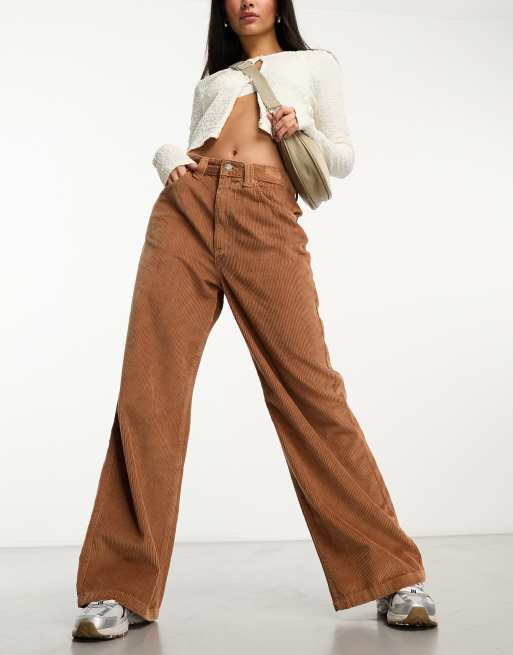 Cotton On super baggy jeans in brown corduroy 