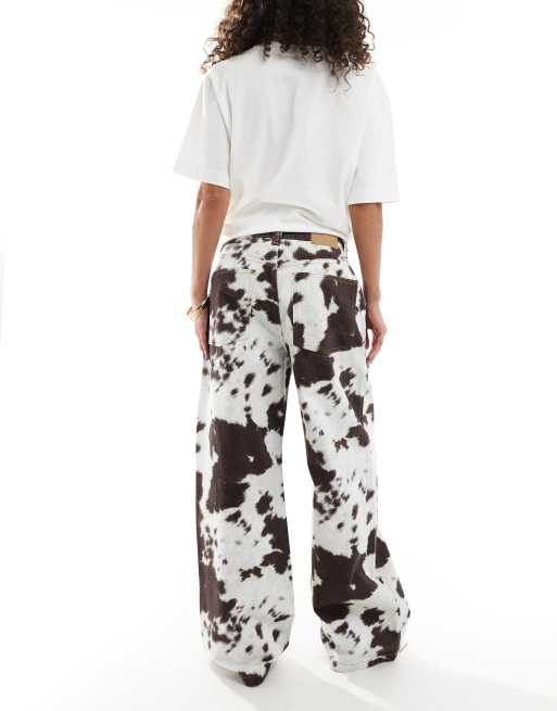 Cotton On super baggy jeans in cow print