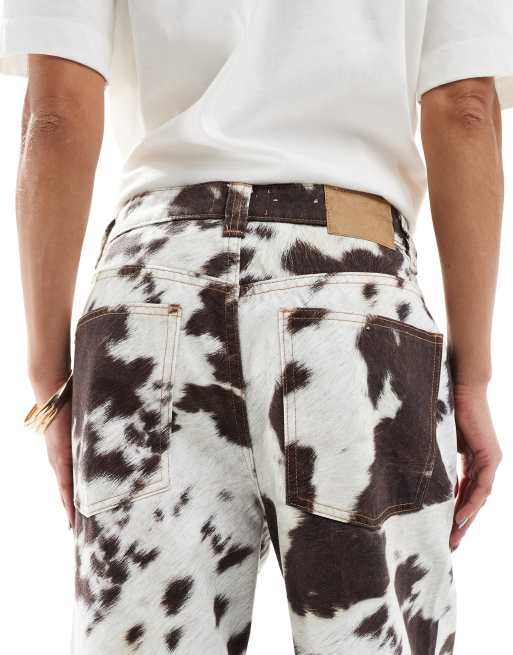 Cotton On super baggy jeans in cow print