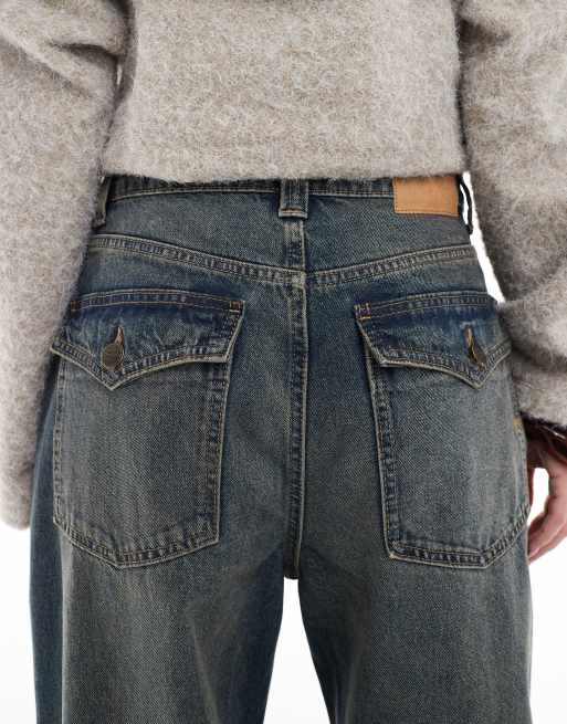 Cotton On super baggy low rise jeans in rust blue, 4 of 5