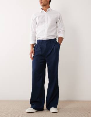 Cotton On Super Baggy Pleated Pants In Blue