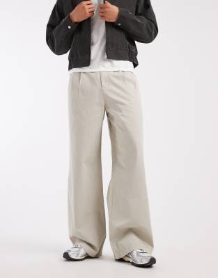 Cotton On Super Baggy Pleated Pants In Neutral
