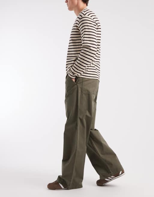 Cotton On super baggy track pants in military green, 2 of 5