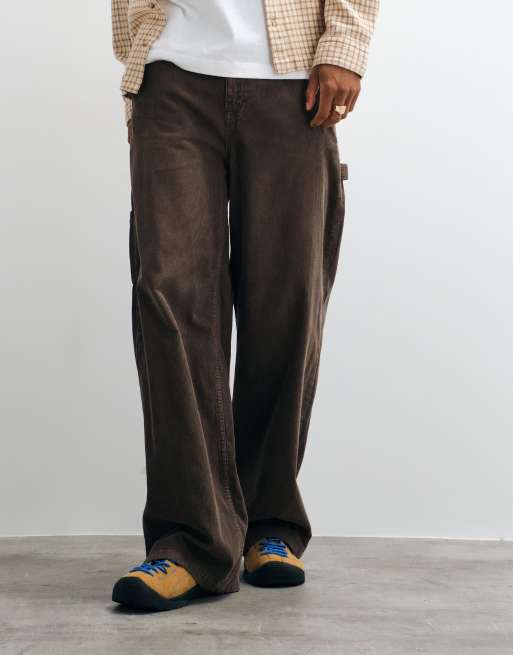 Cotton On super baggy worker pants in chocolate cord, 3 of 5