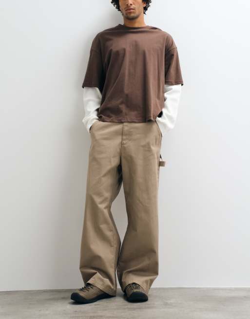 Cotton On super baggy worker trouser in camel, 2 of 5