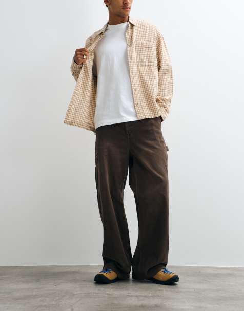 Cotton On super baggy worker trouser in chocolate cord - view 1
