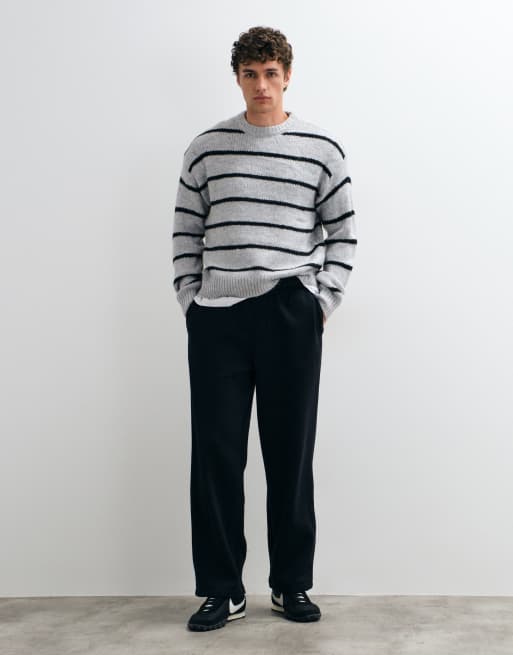 Cotton On super soft boxy knit in grey marle stripe, 4 of 5