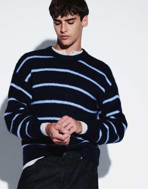 Cotton On super soft boxy knit in navy stripe - view 1