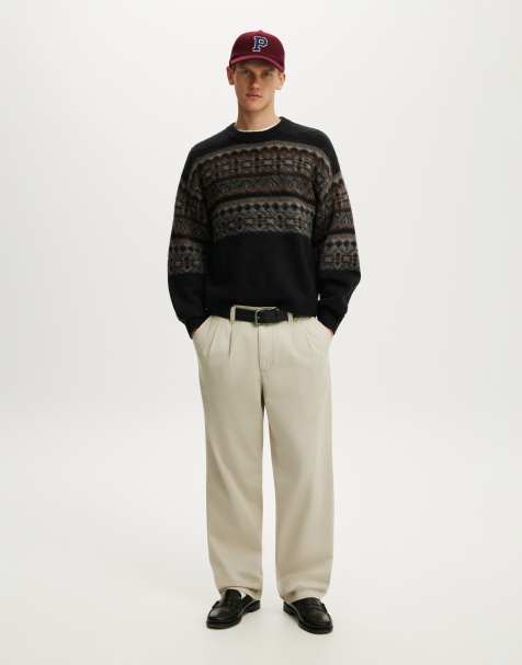 Cotton On Super soft boxy sweater in black pattern panel - view 1