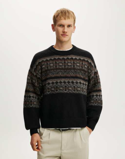 Cotton On Super soft boxy sweater in black pattern panel, 2 of 4