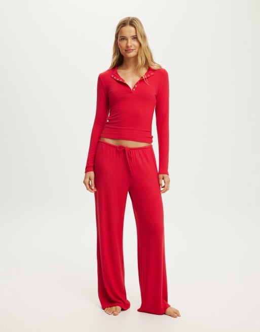 Cotton On Super soft henley long sleeve top in cheeky cherry, 3 of 4