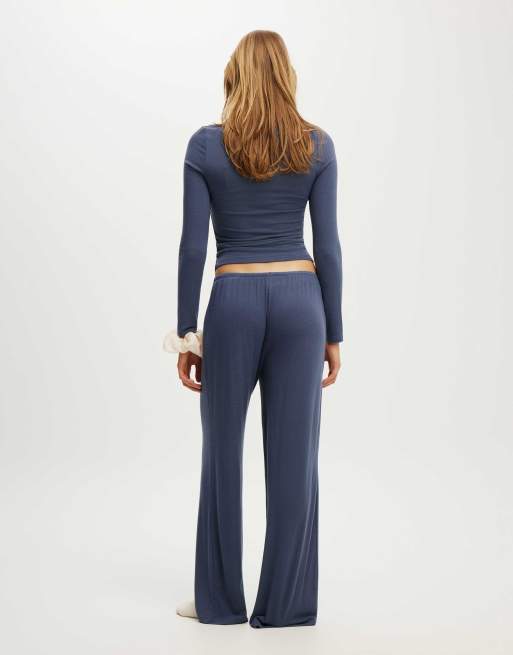Cotton On Super soft low rise wide leg pant in steely blue, 4 of 4