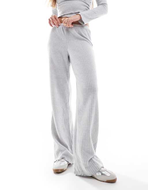 Cotton On super soft ribbed straight leg lounge pants in gray ASOS