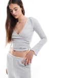 [Cotton On] Cotton On super soft ribbed wrap lounge top in grey S GREY