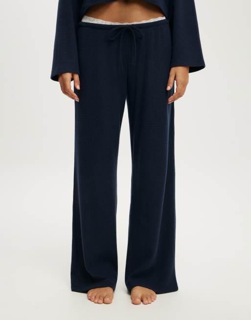 Cotton On Super soft waffle wide leg pant in moon tide, 3 of 4