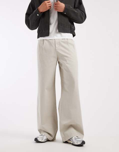 Cotton On – Superweite Hose in Steinbeige mit Bundfalten - view 1