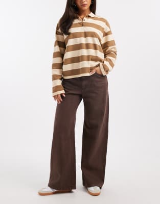 Cotton On - Superweite Jeans in verwaschenem Y2K-Mokka mit niedrigem Bund-Brown