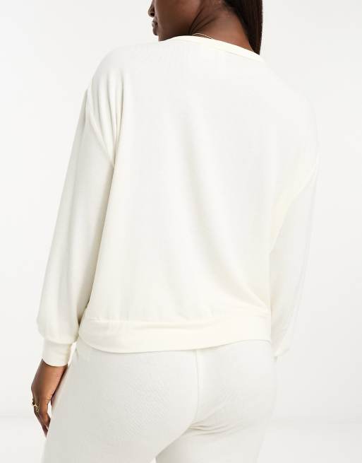 Cotton On - Superzachte lounge slaap-sweater met lange mouwen in wit , 3 van 4