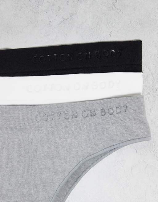 Cotton On – Svarta, grå och vita hipstertrosor i sömlös cheeky-modell, 3-pack, 2 av 3