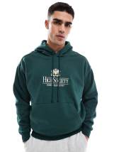 Cotton On - Sweat à capuche coupe carrée à imprimé High Society - Vert
