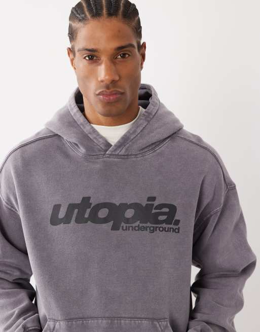 Cotton On - Sweat à capuche coupe carrée à motif - Taupe ardoise, 5 de 5